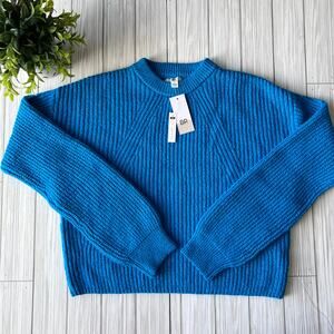 NWT BP Bright Blue Chunky Cable Knit Oversized Long Sleeve Sweater Size: XXS